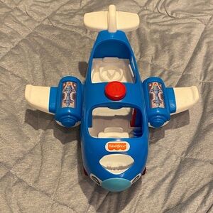 Fisher-Price Blue and White Toy Plane with Red Accents